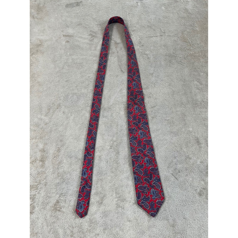 Valentino Rudy Alta Moda Roma Mens Silk Tie Red Blue Paisley Print Italy EUC